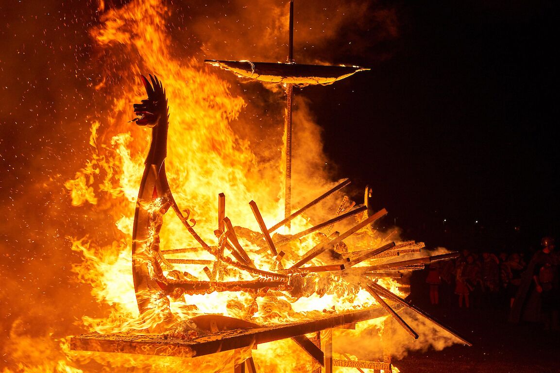 Viking fire – the Lerwick Junior Jarl's Squad galley burning.